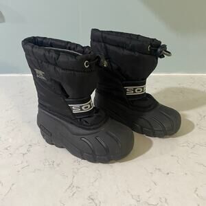 SOREL Kids Boys 10 Black Lined Snow boots
